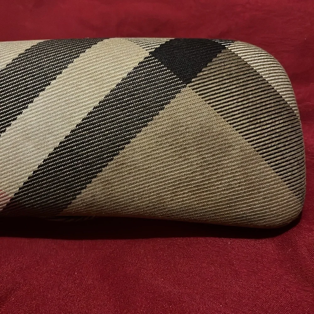 Burberry Beige and Red Plaid Glasses Case